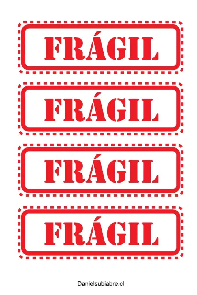 Plantilla de etiqueta de frágil para imprimir gratis en PDF y SVG.